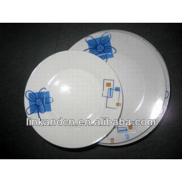 Haonai 12pcs em massa azul flor decalque jantar placa conjuntos